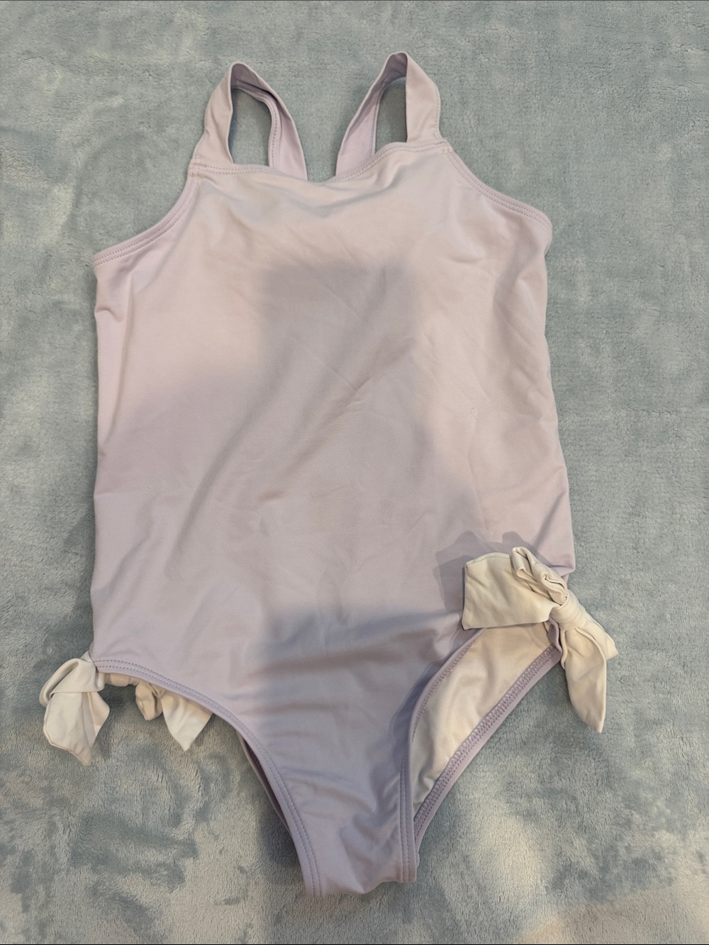 The Beaufort Bonnet Company Lilac One-Piece Swimsuit with Cream Side Ties